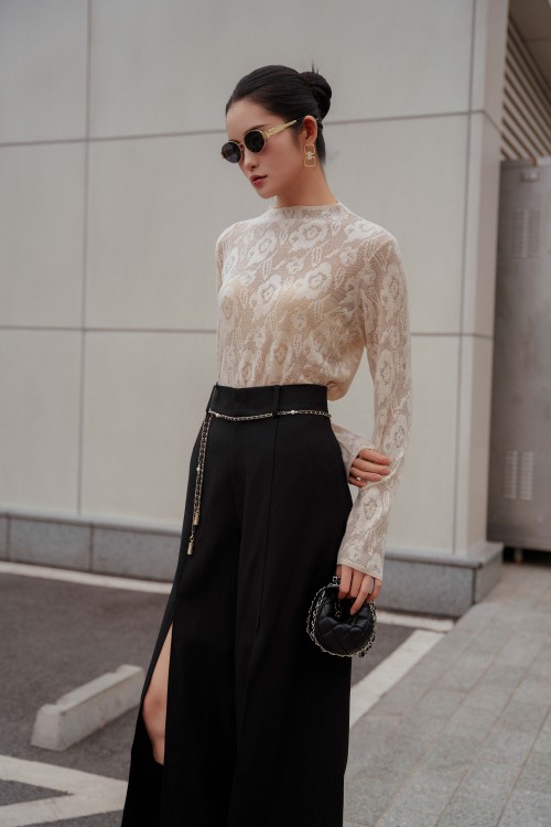 Sixdo Black Woven Culottes